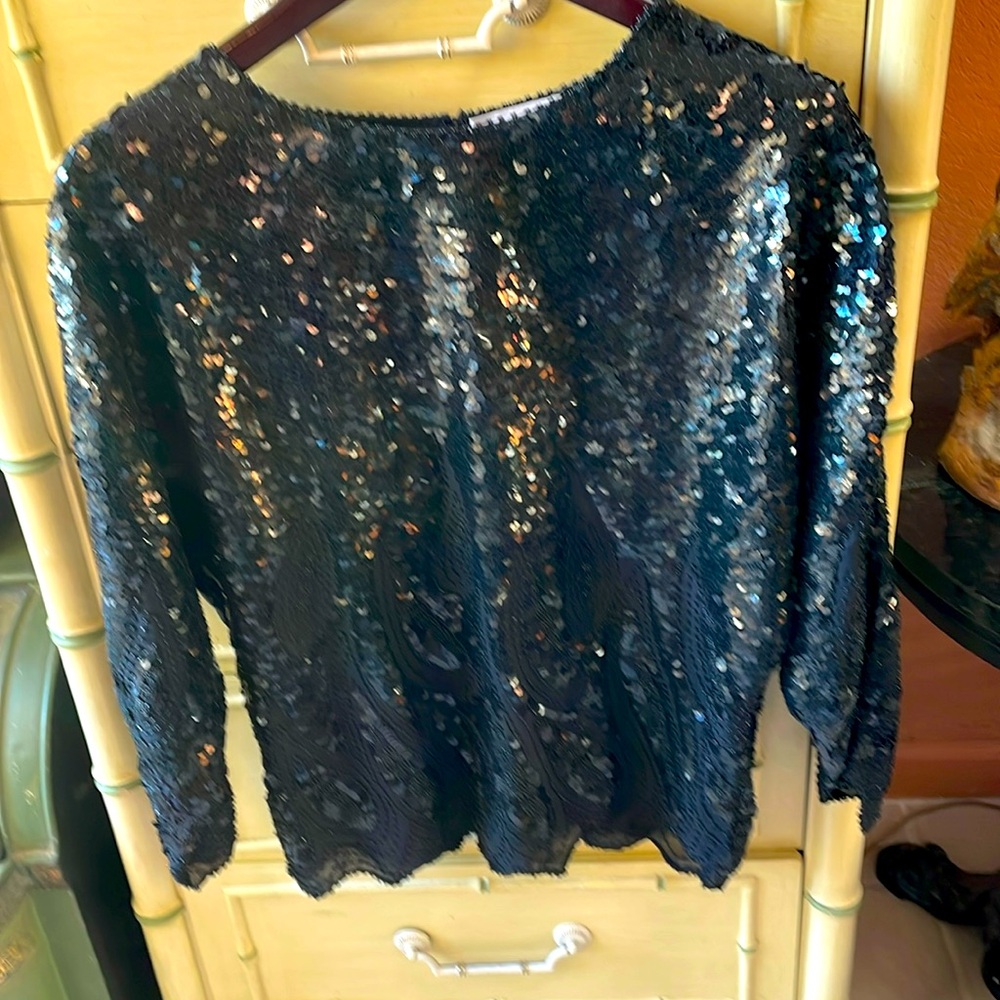 Vintage (Never worn with tags ) Black Sequin Top size 40 ( M )